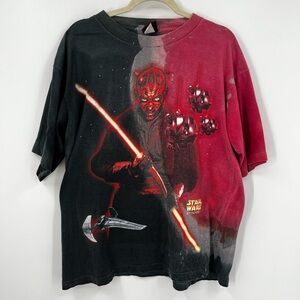 1999 Darth Maul Star Wars Phantom Menace Promo Tie Dye Tee Shirt - 21x27